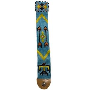 Intricate Beaded Bracelet Native‎ American Style Thunderbird Arrows Light Blue